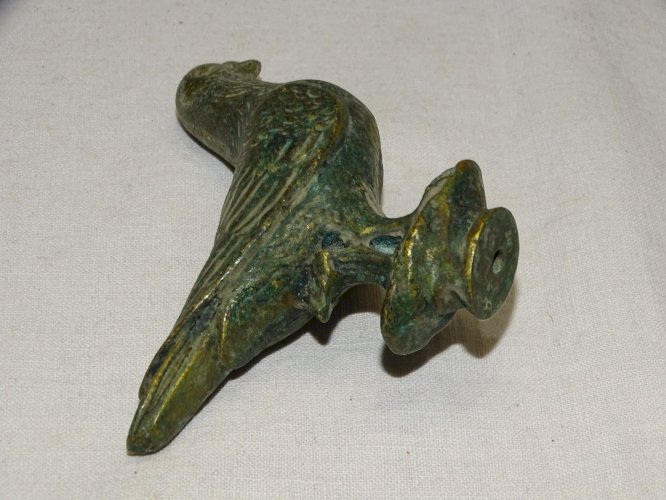 -ANCIEN PETIT SUJET PIGEON BRONZE  OBJET DE VITRINE DECO PENDULE COLLECTION