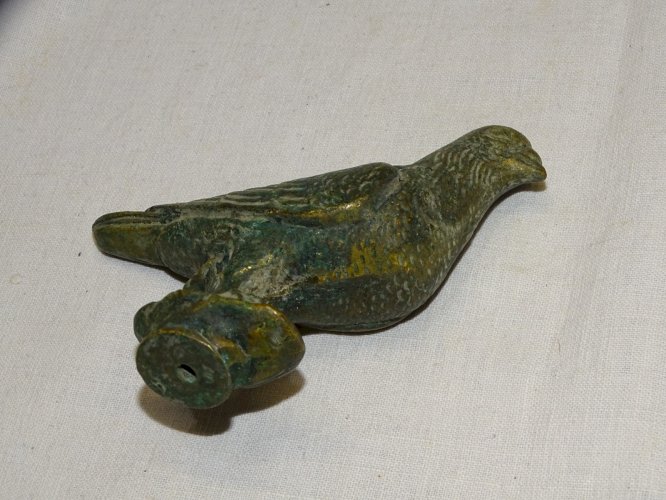 -ANCIEN PETIT SUJET PIGEON BRONZE  OBJET DE VITRINE DECO PENDULE COLLECTION
