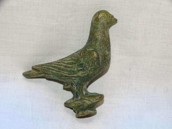 -ANCIEN PETIT SUJET PIGEON BRONZE  OBJET DE VITRINE DECO PENDULE COLLECTION