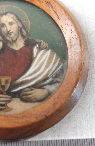 Ancien petit tableau religieux, Cène ^