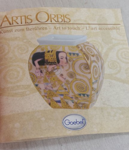 Ancien petit vase, décor Artis Orbis Gustav Klimt, en céramique de Goebel