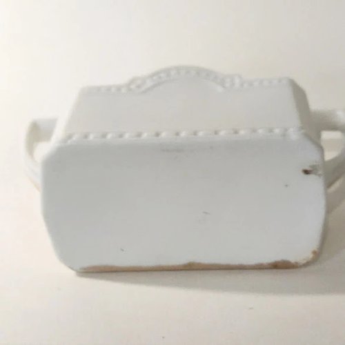 Ancien petit vide-poche porcelaine paysage de neige style Currier & Ives