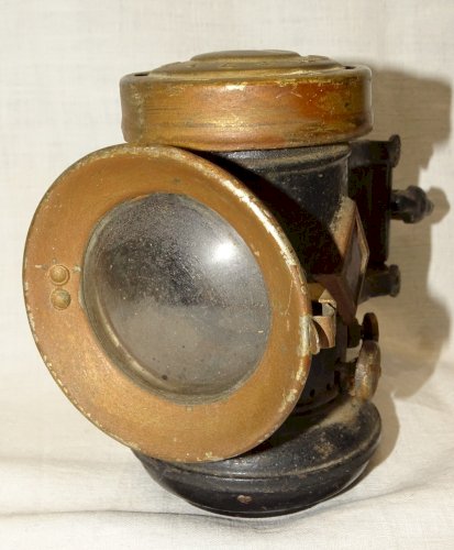 -ANCIEN PHARE DE VELO ETOILE LUXOR METAL PEINT NOIR COLLECTION VITRINE