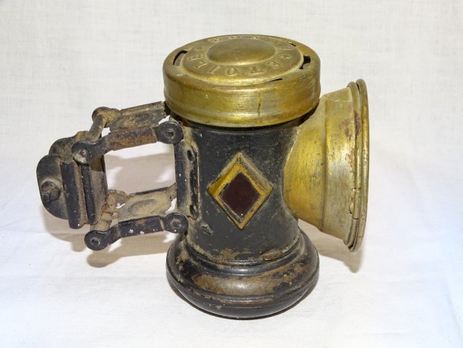 -ANCIEN PHARE DE VELO ETOILE LUXOR METAL PEINT NOIR COLLECTION VITRINE