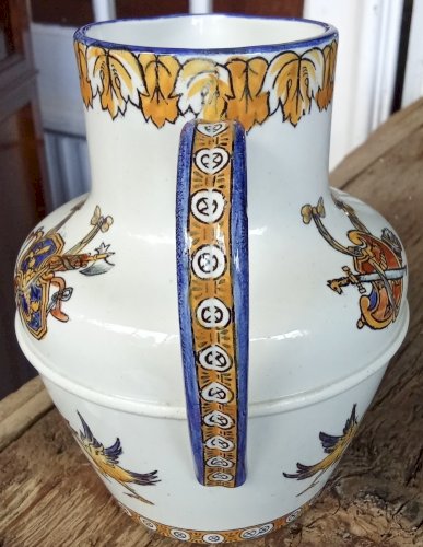 Ancien Pichet Broc Faïence Céramique  Gien Décor Renaissance 19 Ème Siècle