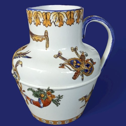 Ancien Pichet Broc Faïence Céramique  Gien Décor Renaissance 19 Ème Siècle