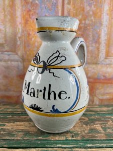 Old Sinceny ceramic jug – inscription “A. Marthe” – 19th century – 21