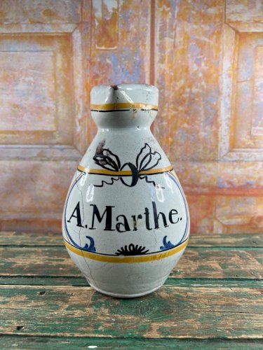 Ancien pichet en faïence de Sinceny – inscription “A. Marthe” – XIXe siècle – 21