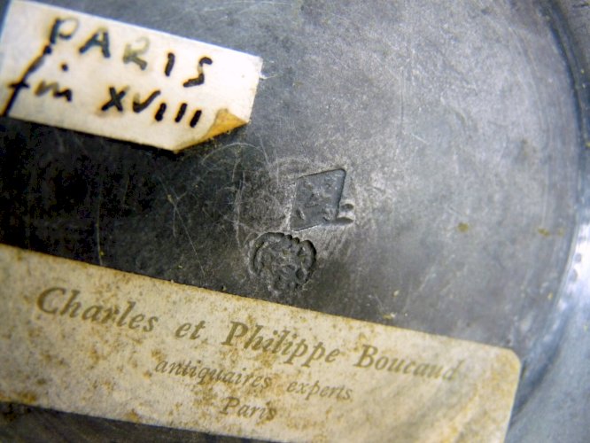Ancien Pichet Etain XVIII° Poinçons Paris 1765 Etiquette Expert TBE D - 12 cm