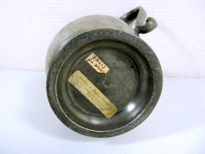 Ancien Pichet Etain XVIII° Poinçons Paris 1765 Etiquette Expert TBE D - 12 cm
