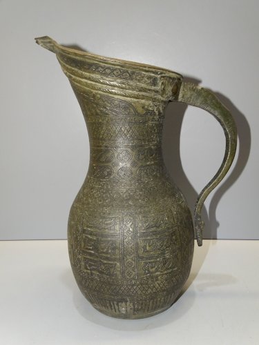 - ANCIEN PICHET INDO PERSAN CUIVRE AIGUIERE ISLAMIQUE CALLIGRAPHIE PICHET QAJAR