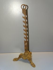 -ANCIEN PIED SUPPORT DE TOURNE BROCHE TOURNEBROCHE PIEDS SABOTS JUS DE GRANGE  D