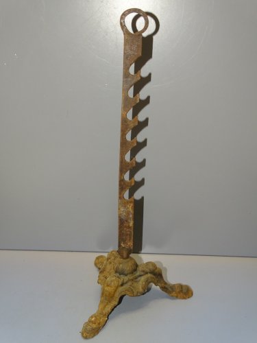 -ANCIEN PIED SUPPORT DE TOURNE BROCHE TOURNEBROCHE PIEDS SABOTS JUS DE GRANGE  D