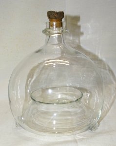 -ANCIEN PIEGE A MOUCHES A INSECTES VERRE Soufflé BOUCHON LIEGE  COLLECTION     D