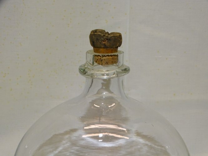 -ANCIEN PIEGE A MOUCHES A INSECTES VERRE Soufflé BOUCHON LIEGE  COLLECTION     D
