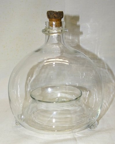 -ANCIEN PIEGE A MOUCHES A INSECTES VERRE Soufflé BOUCHON LIEGE  COLLECTION     D