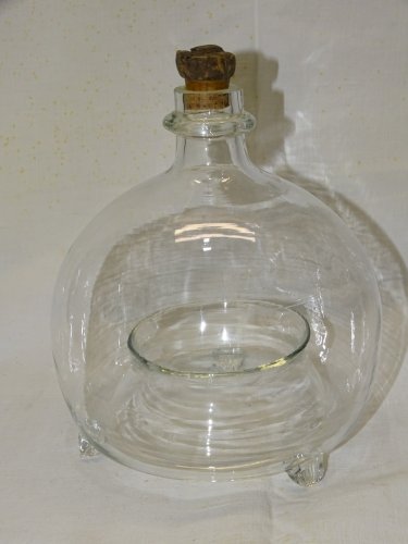-ANCIEN PIEGE A MOUCHES A INSECTES VERRE Soufflé BOUCHON LIEGE  COLLECTION     D