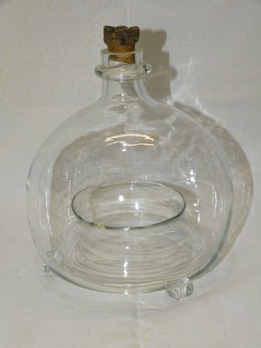 -ANCIEN PIEGE A MOUCHES A INSECTES VERRE Soufflé BOUCHON LIEGE  COLLECTION     D