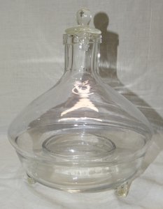 -ANCIEN PIEGE A MOUCHES A INSECTES VERRE Soufflé BOUCHON TETINE Moulé      D