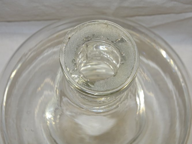 -ANCIEN PIEGE A MOUCHES A INSECTES VERRE Soufflé BOUCHON TETINE Moulé      D