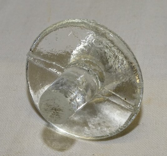 -ANCIEN PIEGE A MOUCHES A INSECTES VERRE Soufflé BOUCHON TETINE Moulé      D