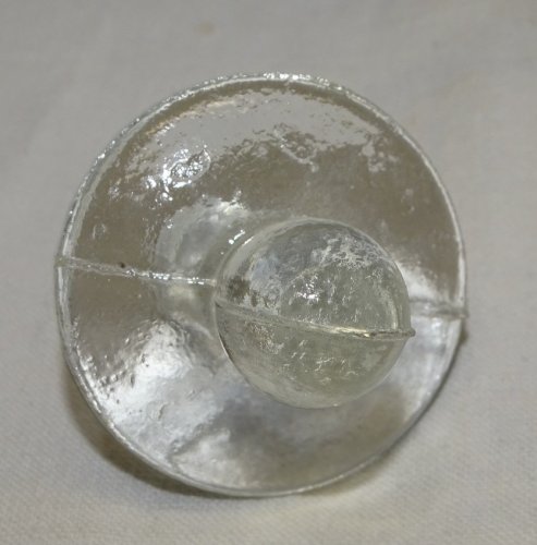 -ANCIEN PIEGE A MOUCHES A INSECTES VERRE Soufflé BOUCHON TETINE Moulé      D