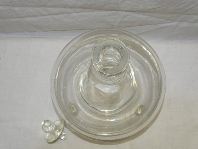 -ANCIEN PIEGE A MOUCHES A INSECTES VERRE Soufflé BOUCHON TETINE Moulé      D