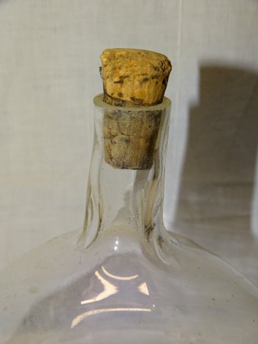-ANCIEN PIEGE A MOUCHES VERRE SOUFFLE sur 2 PIEDS VERRE COLLECTION VITRINE    D