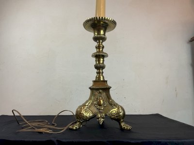 ANTIQUE CANDLESTICK/BRONZE /19th CENTURY/ converted into a lamp