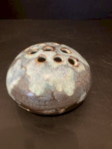 vintage design blue stoneware flower picker P Schaal Comoquiers Vendée