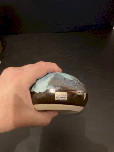 ancien pique fleurs en grès bleuté design vintage P Schaal Commequiers Vendée