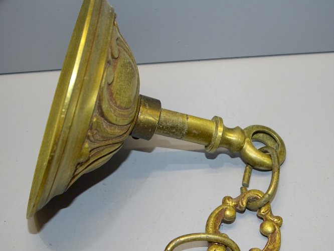 -ANCIEN PLAFONNIER EN BRONZE POUR LUSTRE XIXe AVEC 3 MAILLONS de CHAINE    D