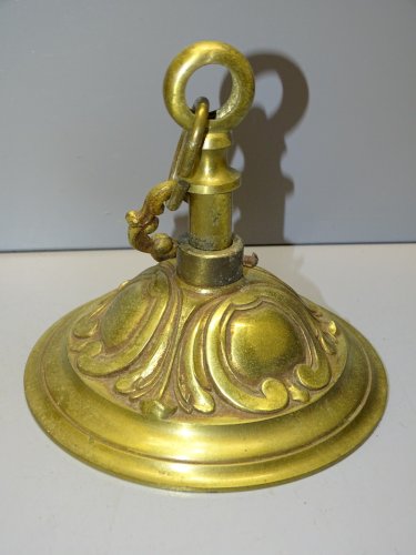 -ANCIEN PLAFONNIER EN BRONZE POUR LUSTRE XIXe AVEC 3 MAILLONS de CHAINE    D