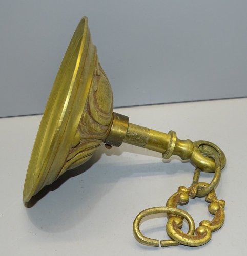-ANCIEN PLAFONNIER EN BRONZE POUR LUSTRE XIXe AVEC 3 MAILLONS de CHAINE    D