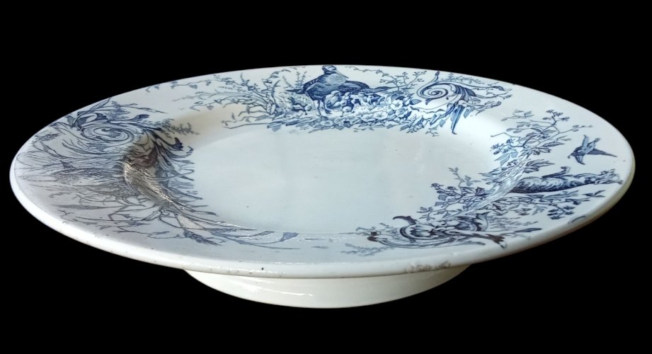 Ancien Plat Assiette Mignardise Gâteau Compotier Lunéville Terre De Fer