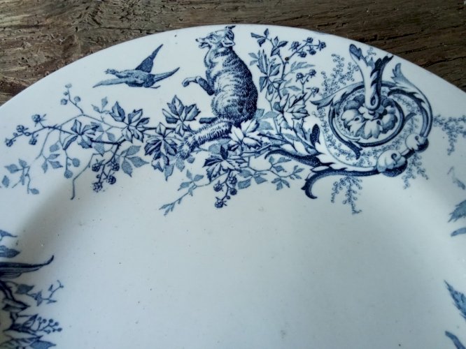 Ancien Plat Assiette Mignardise Gâteau Compotier Lunéville Terre De Fer