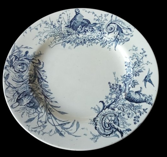 Ancien Plat Assiette Mignardise Gâteau Compotier Lunéville Terre De Fer