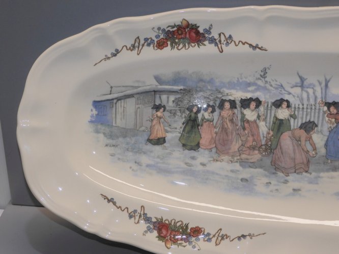 -ANCIEN PLAT CERAMIQUE OBERNAI SARREGUEMINES  H.LOUX ALSACIENNES ALSACIENS     D