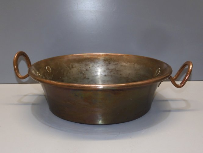 -ANCIEN PLAT CUIVRE CASSEROLE POIGNEES CUIVRE Déco CUISINE RESTAURANT   D