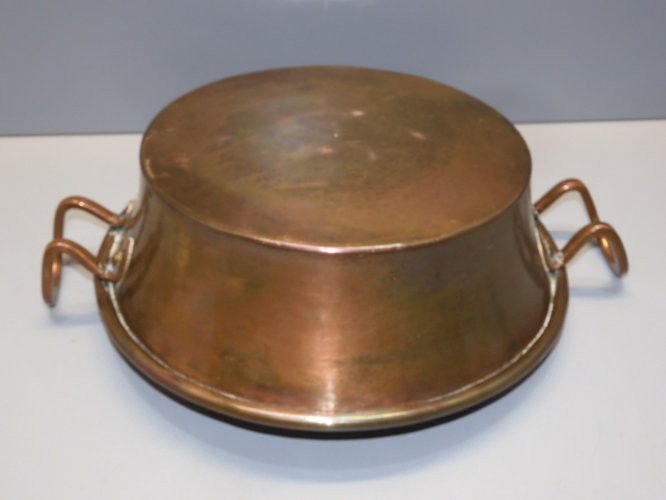 -ANCIEN PLAT CUIVRE CASSEROLE POIGNEES CUIVRE Déco CUISINE RESTAURANT   D