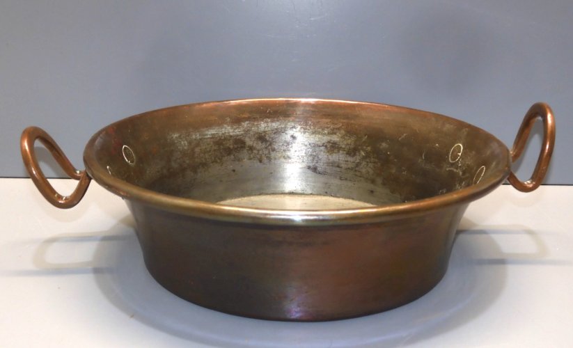 -ANCIEN PLAT CUIVRE CASSEROLE POIGNEES CUIVRE Déco CUISINE RESTAURANT   D