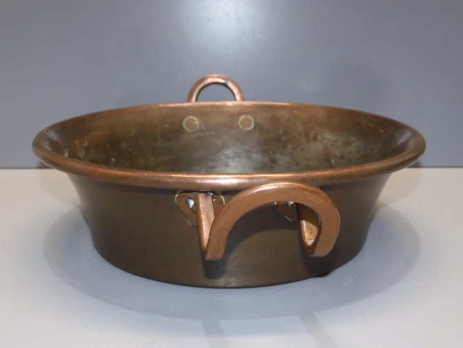 -ANCIEN PLAT CUIVRE CASSEROLE POIGNEES CUIVRE Déco CUISINE RESTAURANT   D
