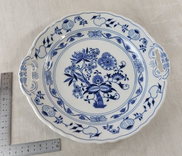 Ancien plat de service, décor Blue Onion / porcelaine Tchécoslovaquie / Czech