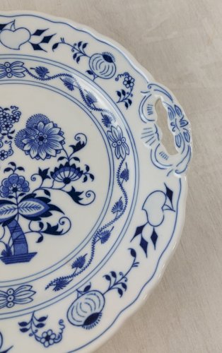 Ancien plat de service, décor Blue Onion / porcelaine Tchécoslovaquie / Czech