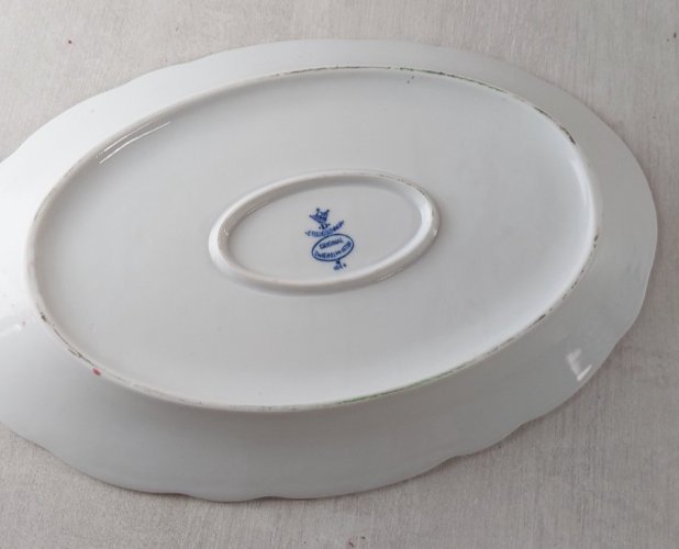 Ancien plat de service, décor Blue Onion / porcelaine Tchécoslovaquie / Czech