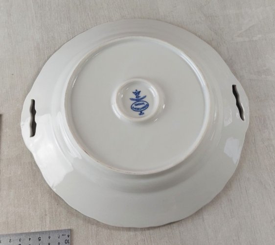 Ancien plat de service, décor Blue Onion / porcelaine Tchécoslovaquie / Czech