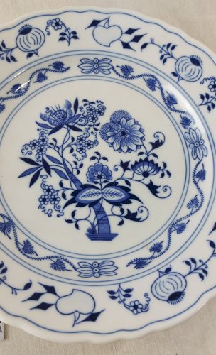 Ancien plat de service, décor Blue Onion / porcelaine Tchécoslovaquie / Czech
