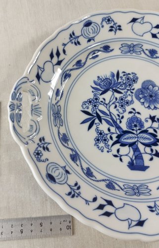 Ancien plat de service, décor Blue Onion / porcelaine Tchécoslovaquie / Czech