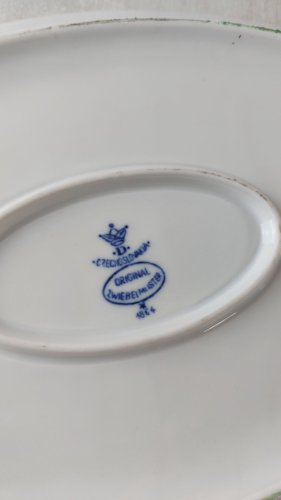 Ancien plat de service, décor Blue Onion / porcelaine Tchécoslovaquie / Czech