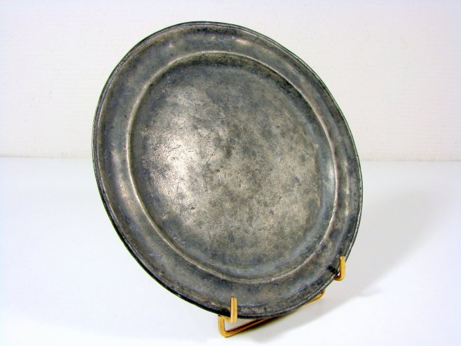 Ancien Plat Etain XVII° XVIII° Haute Epoque Poinçon, D - 20,6 cm